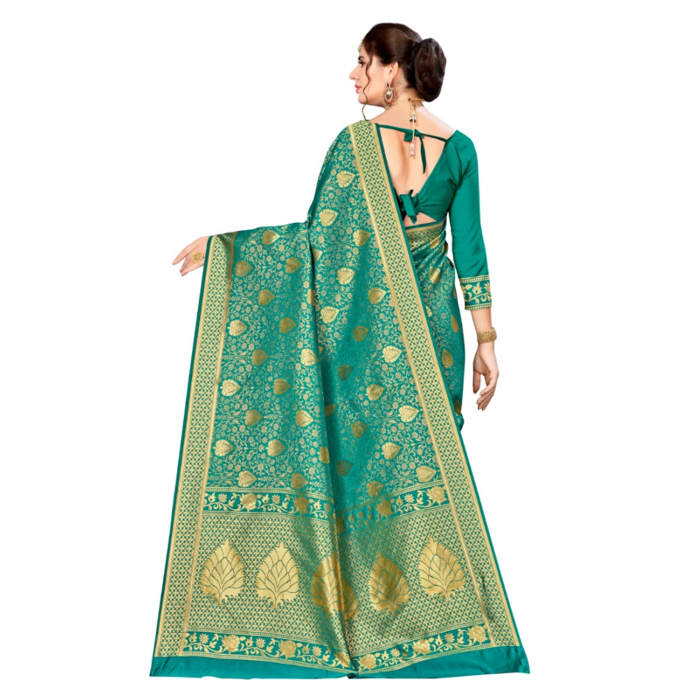 Women's Banarasi Silk Saree — Green · 039B