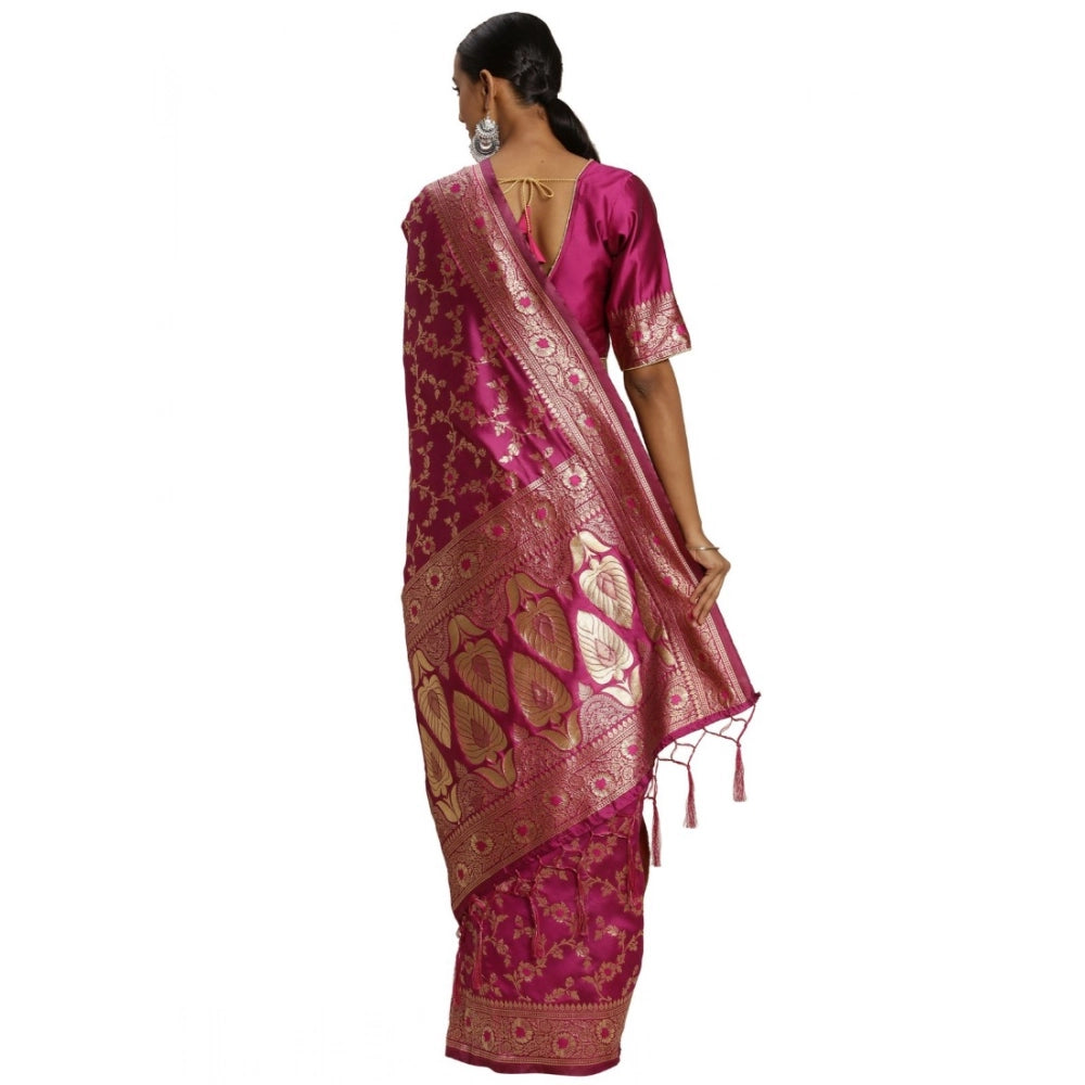 Women's Banarasi Silk Saree — Pink