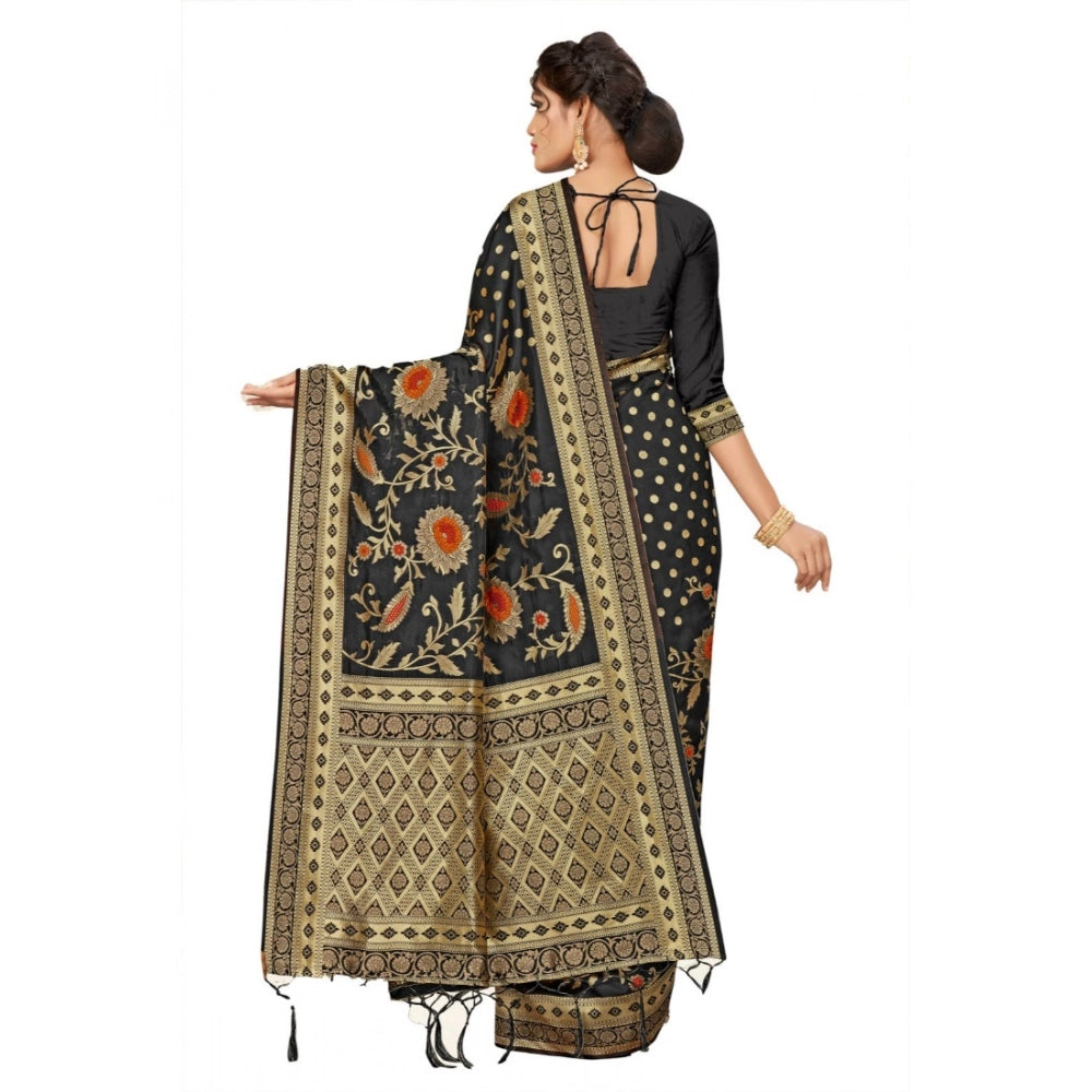 Women's Banarasi Silk Saree — Black · 518C