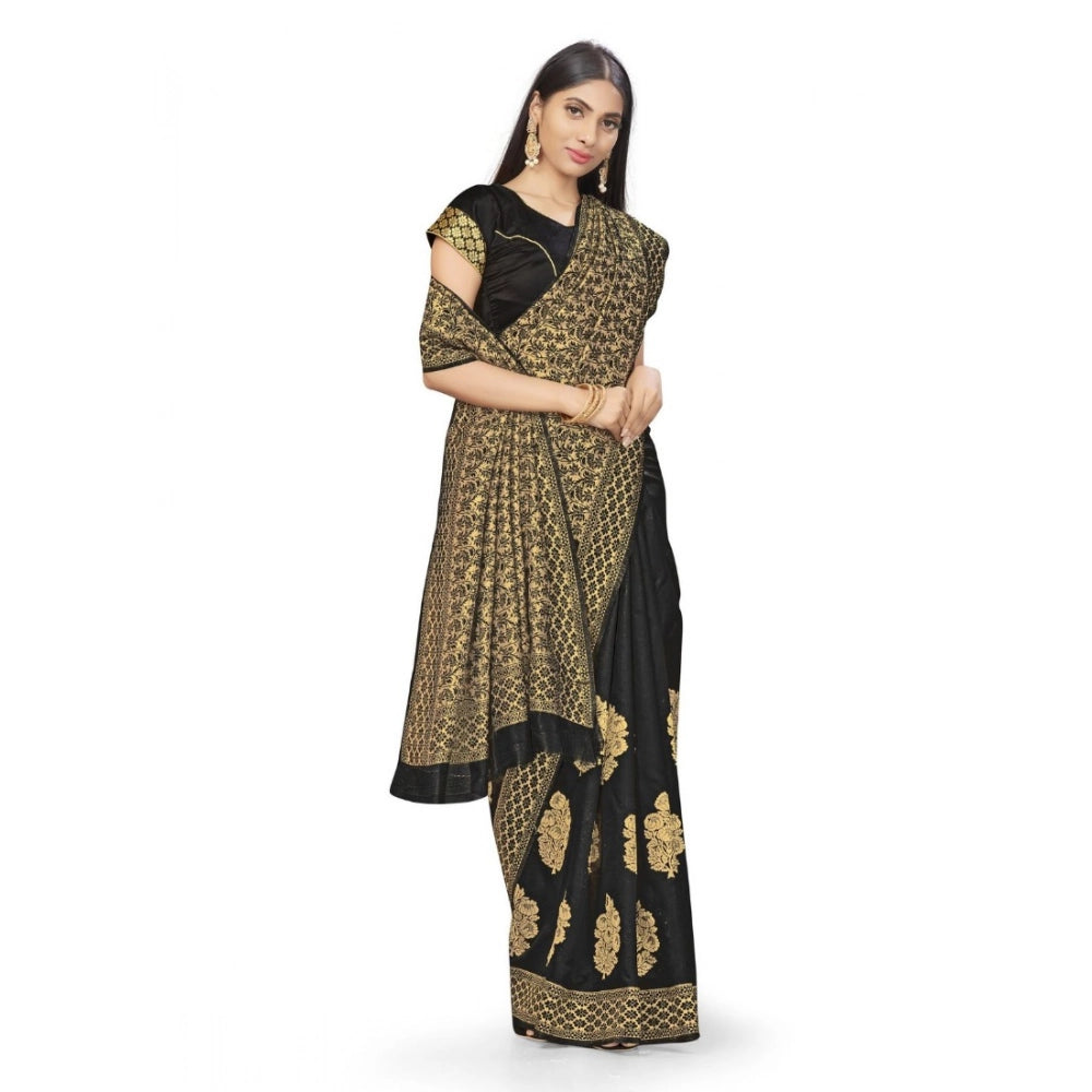 Women's Banarasi Silk Saree — Black · 551B