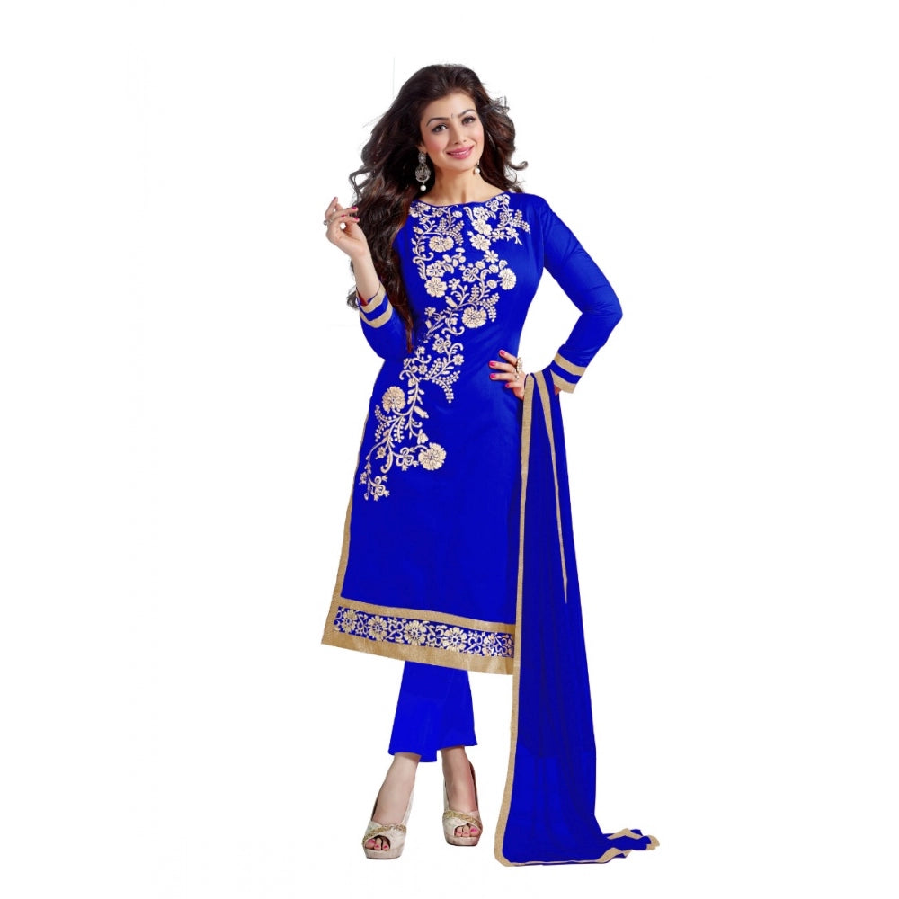 Women's Chanderi Unstitched Salwar Suit-Material — Blue