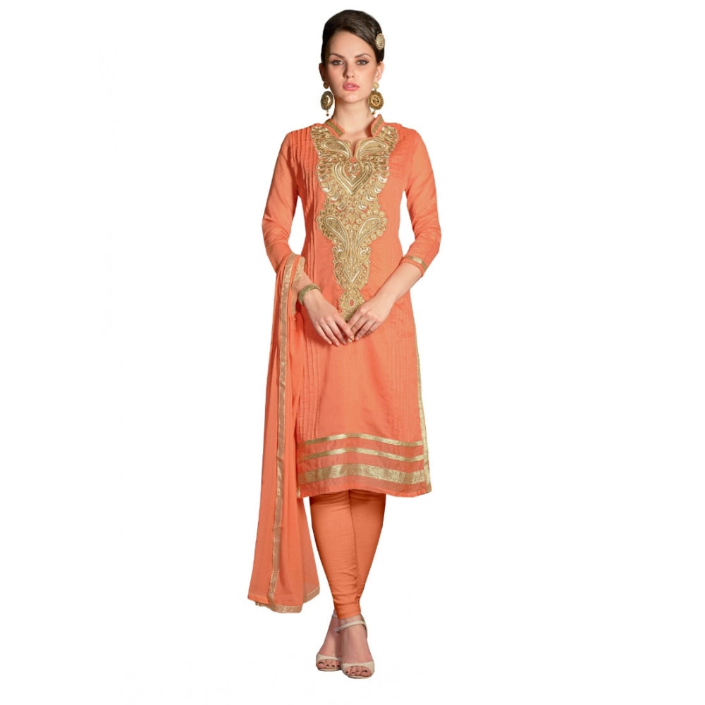 Women's Chanderi Unstitched Salwar Suit-Material — Orange · NY06