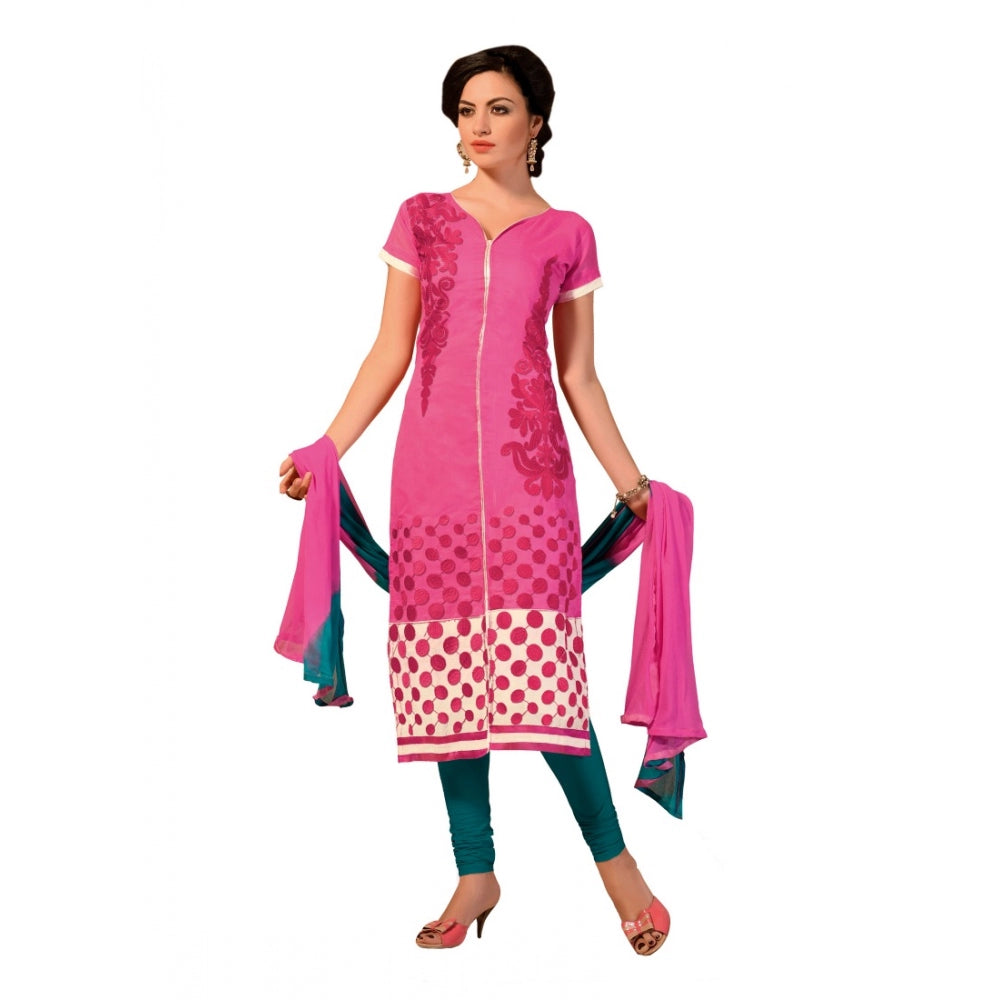 Women's Chanderi Unstitched Salwar Suit-Material — Pink · BF10