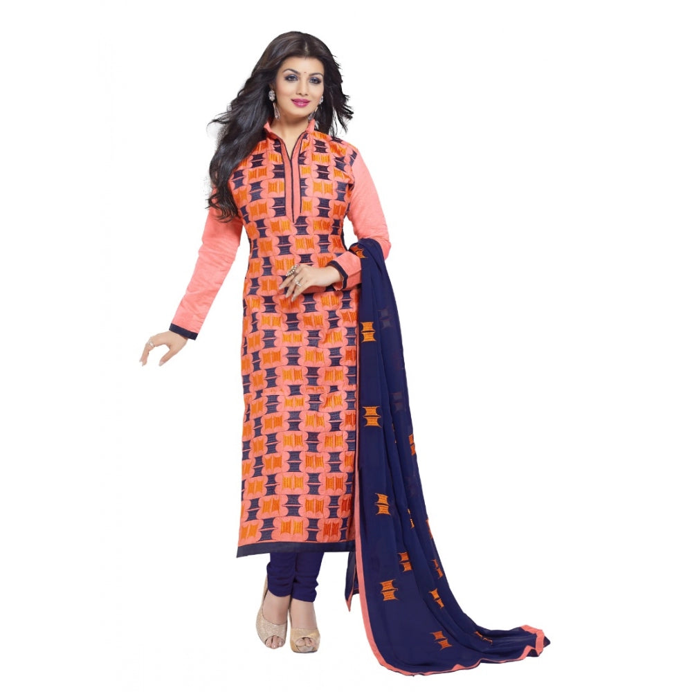 Women's Chanderi Unstitched Salwar Suit-Material — Orange · MY06
