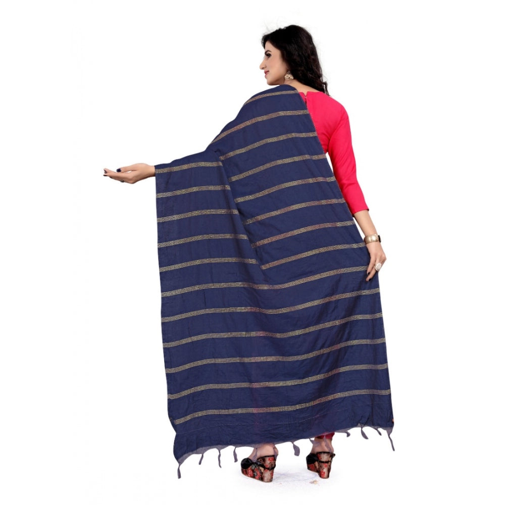 Women's Cotton Jari Woven Work Dupatta — Blue