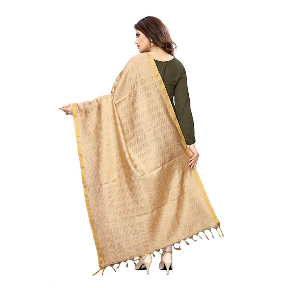 Women's Cotton Jari Woven Work Dupatta — Beige