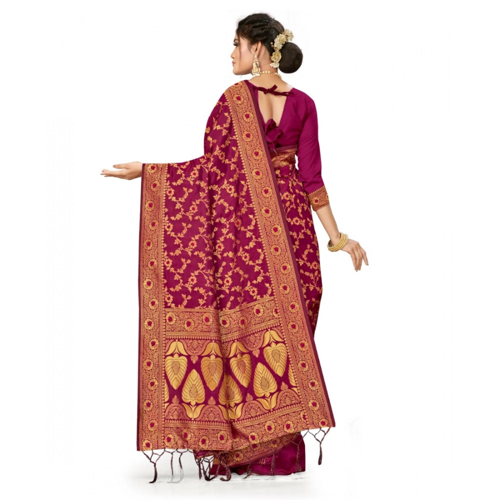 Women's Banarasi Silk Saree — Wine · 084I