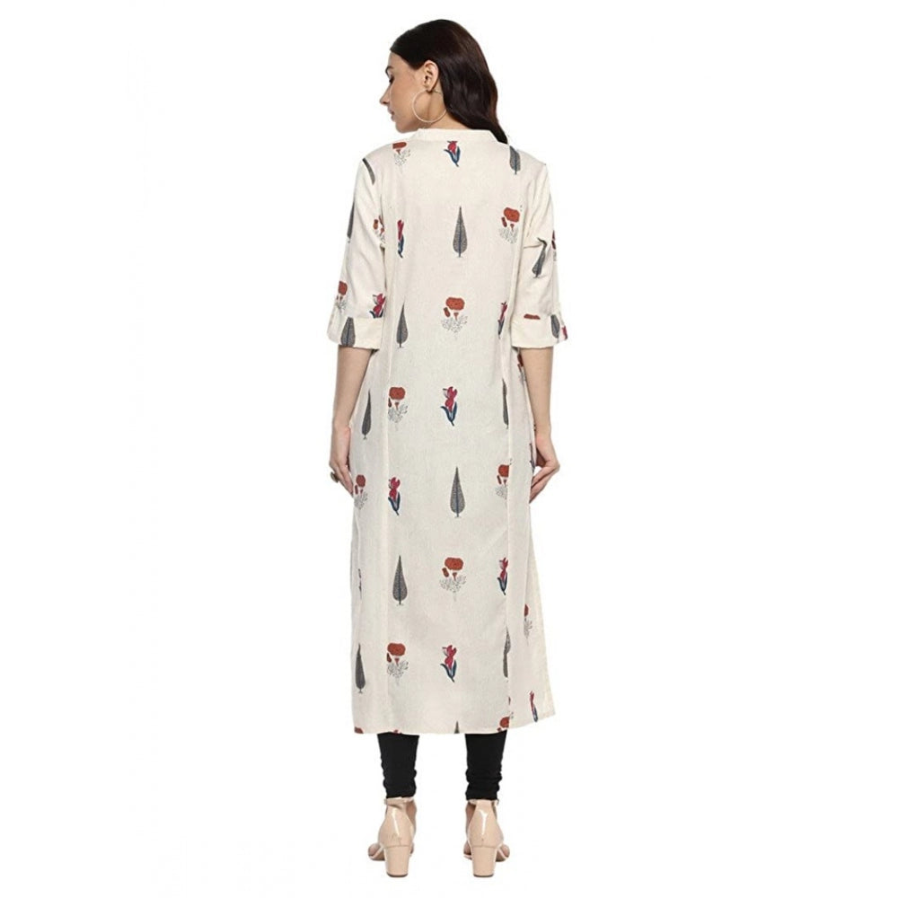 Women's Khadi Printed A Line Kurti — Off White