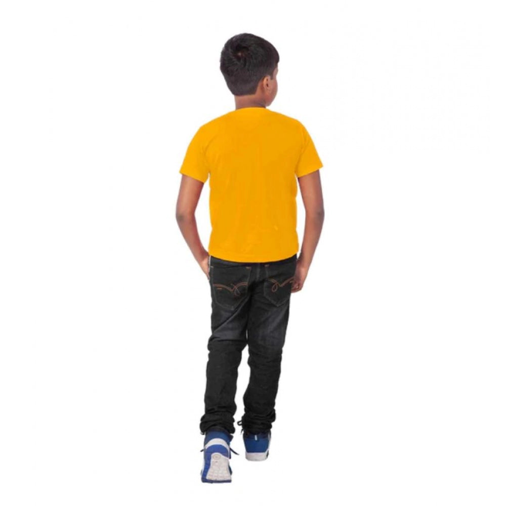 Boys Cotton Will Be Cool Half Sleeve Tshirt — Mustard