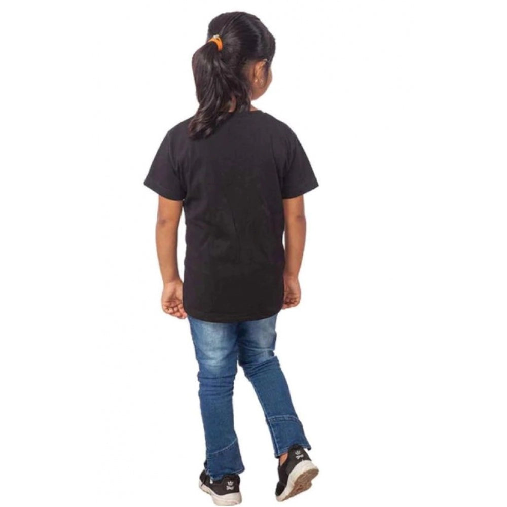Girls Cotton Drama Queen Half Sleeve Tshirt — Black