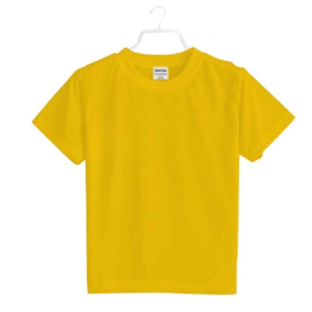 Boys Cotton Plain Half Sleeve Tshirt — Yellow