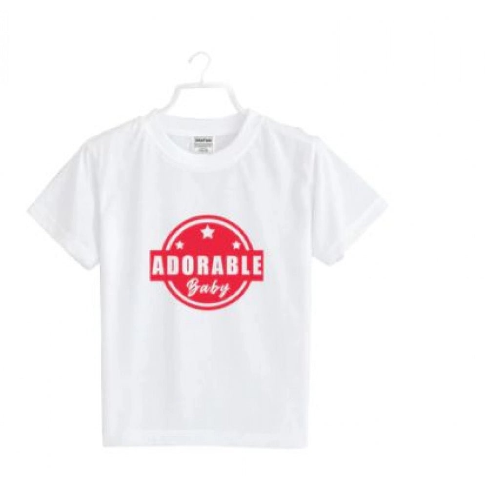 Boys Cotton Adorable Baby Half Sleeve Tshirt — White