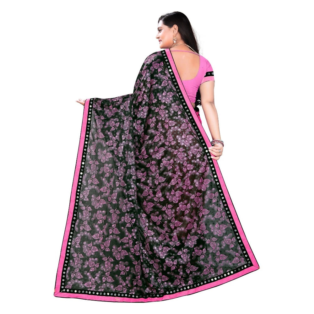 Women's Lycra Blend Saree — Pink · Pink
