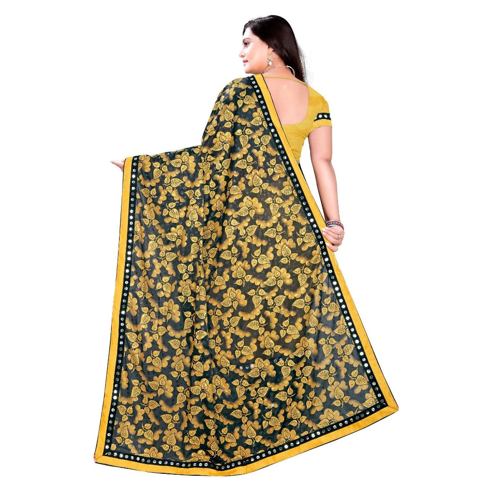 Women's Lycra Blend Saree — Mustard · tard