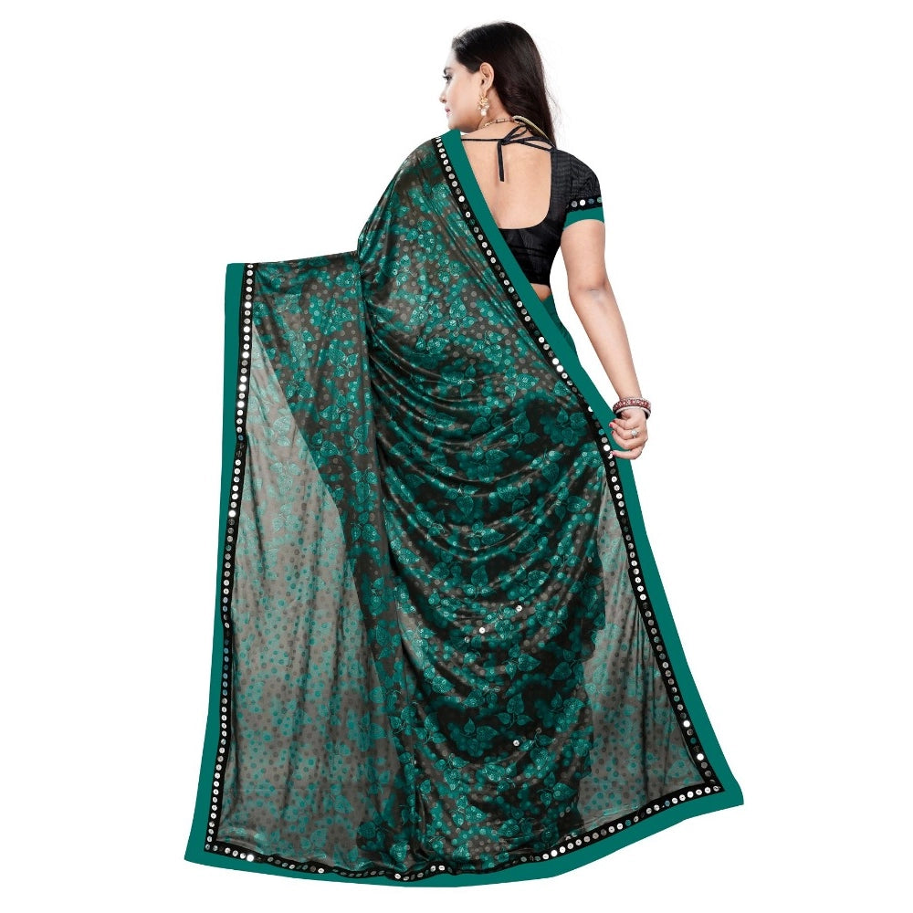 Women's Lycra Blend Saree — Green · reen