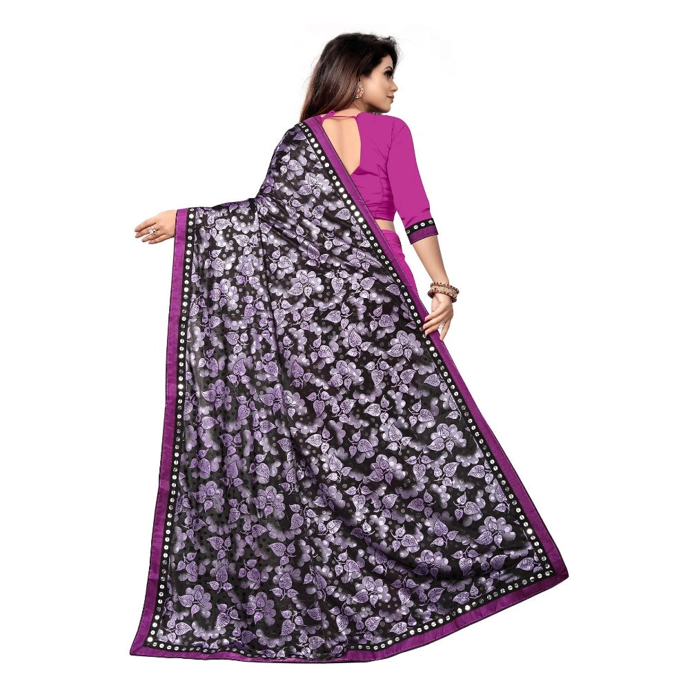 Women's Lycra Blend Saree — Purple · rple