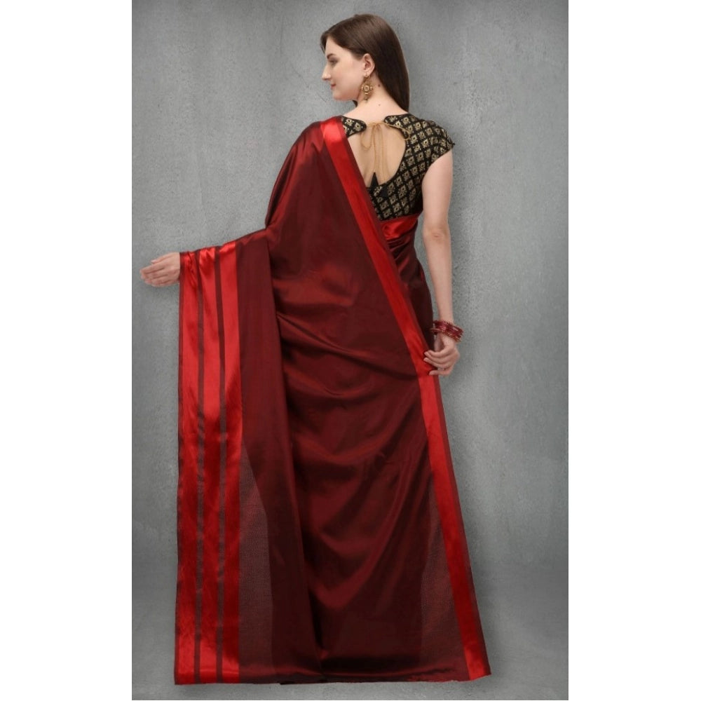 Women's Satin Silk Saree — Red · _Red
