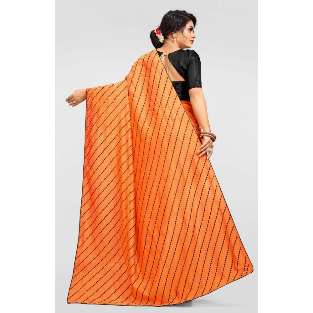 Women's Vichitra Saree — Orange