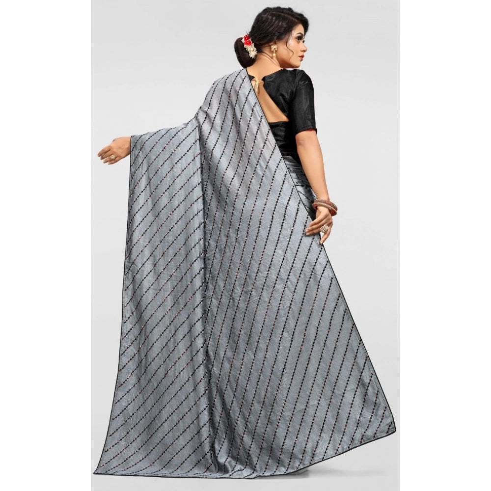 Women's Vichitra Saree — Grey