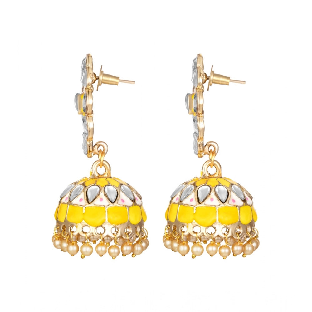 Women's Rose Gold Plated Alloy Earrings — Yellow · 0272