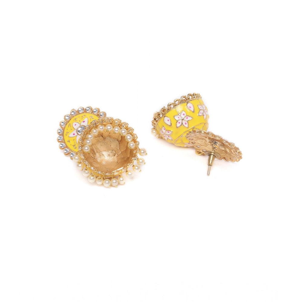 Women's Rose Gold Plated Alloy Earrings — Yellow · 0275