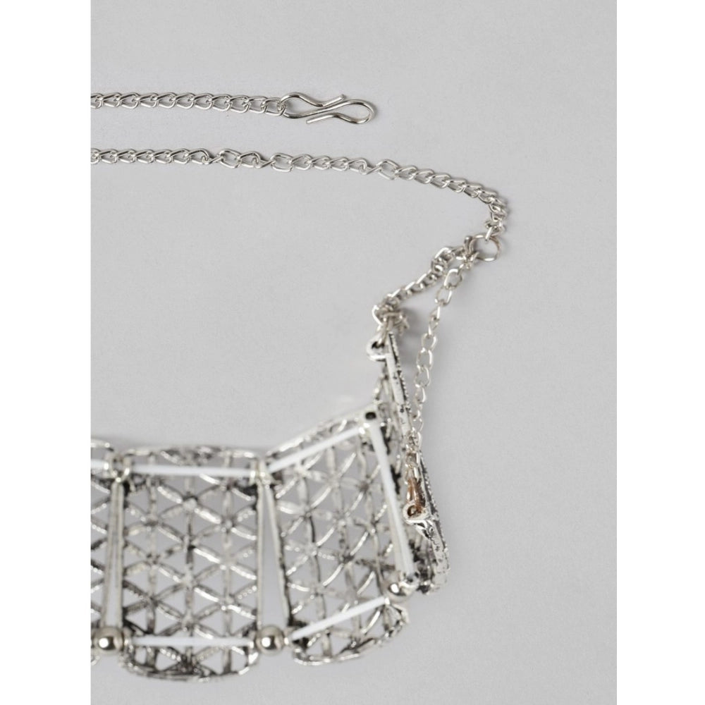 Women's Rose Gold Plated Alloy Choker — Silver