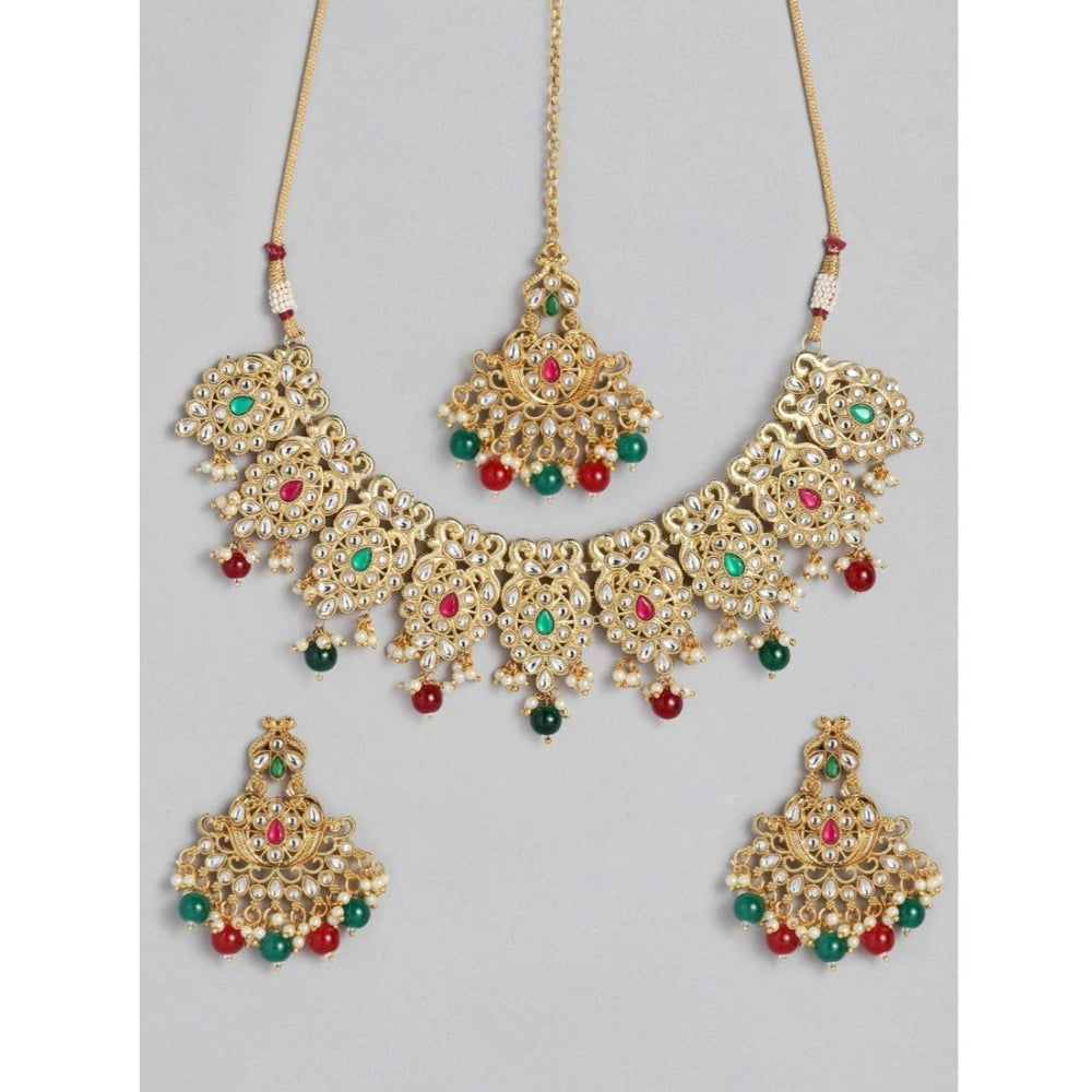 Women's Rose Gold Plated Alloy Necklace & Earings Set — Light Green · 0259