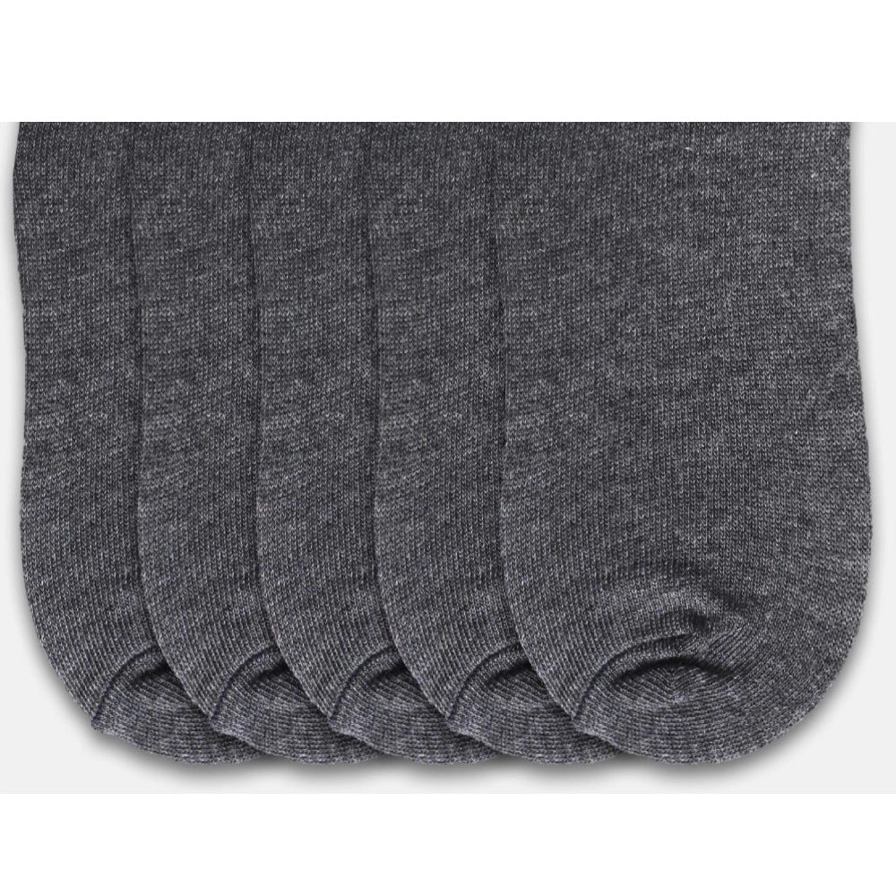 5 Pairs Unisex Casual Cotton Blended Solid Ankle Length — Dark Grey