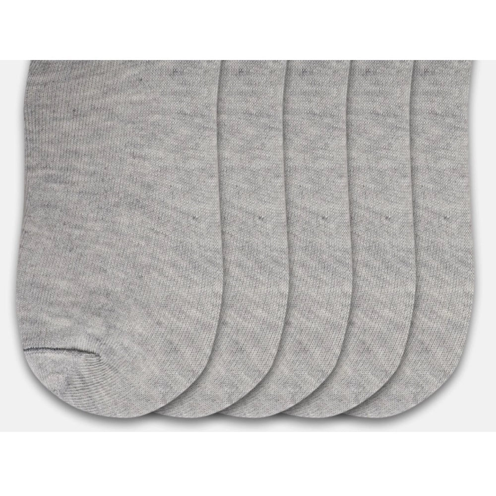 5 Pairs Unisex Casual Cotton Blended Solid Ankle Length — Light Grey