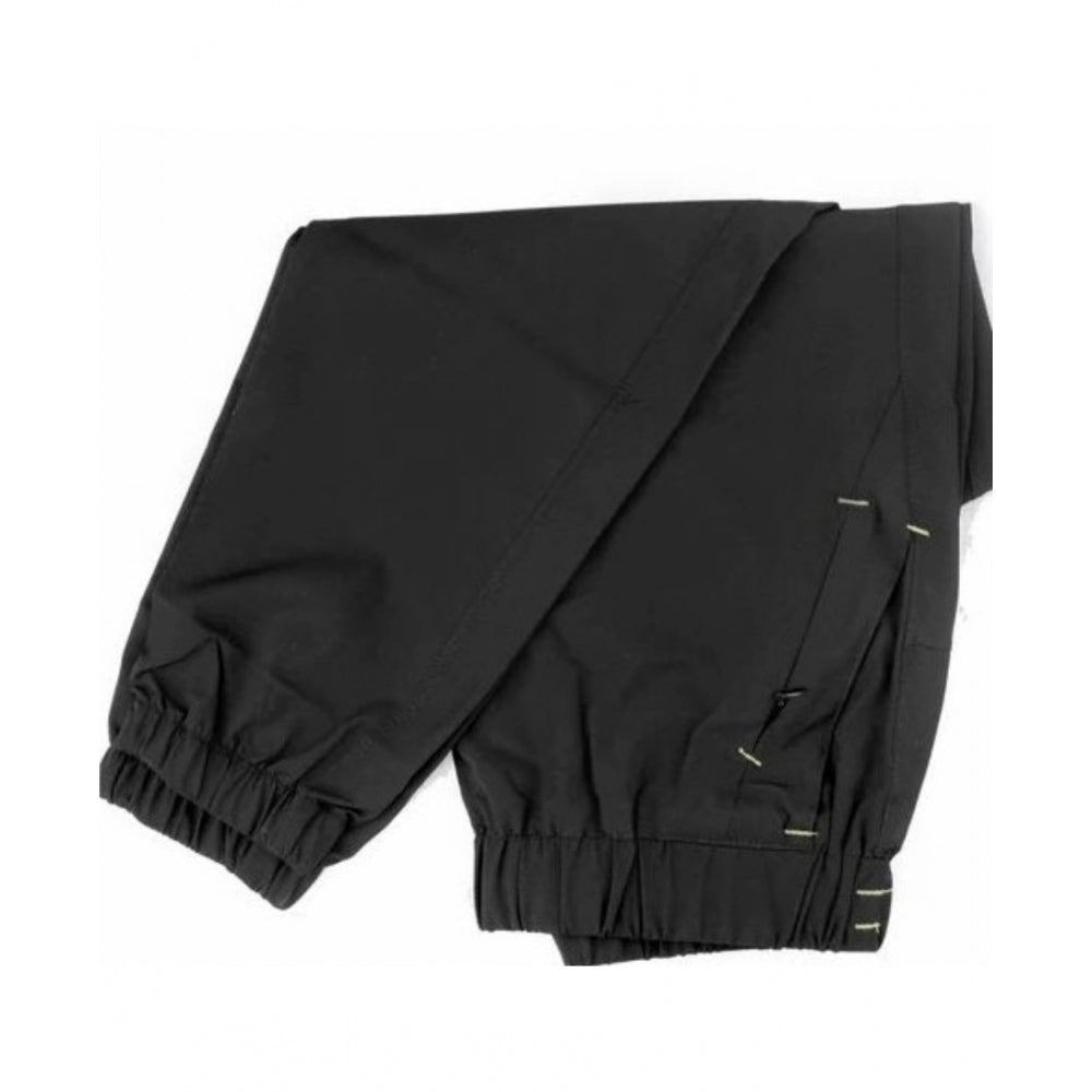 Men's Polyster Solid Track Pant-Lower — Black