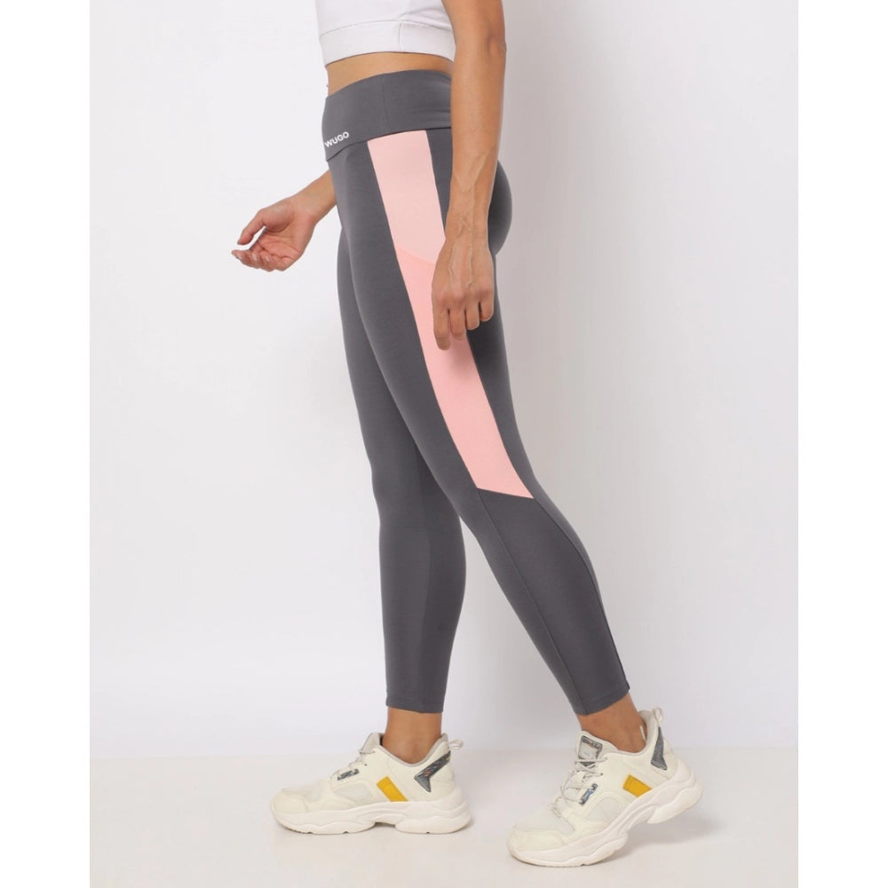 Women's Polyster Solid Sport Leggings — Grey