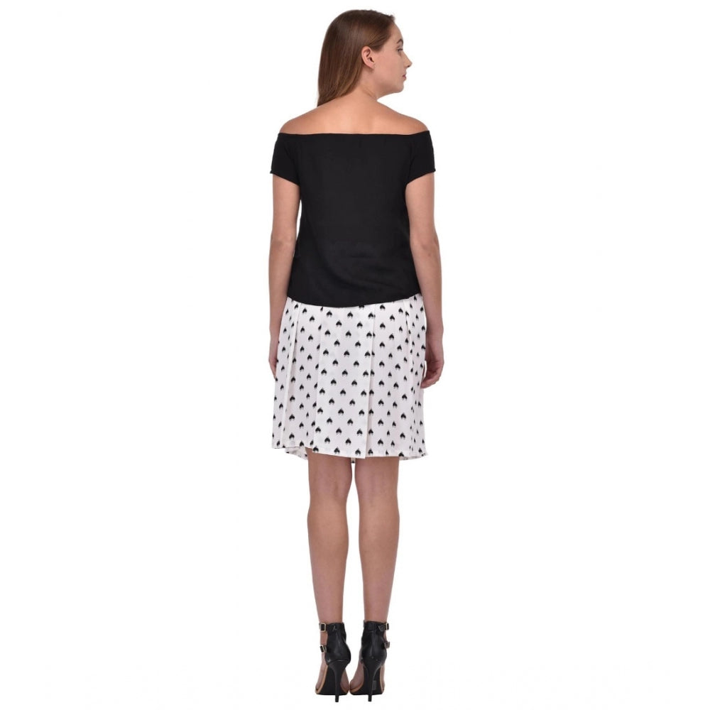 Women's Cotton Blend Solid Short Sleeves Dress — Black