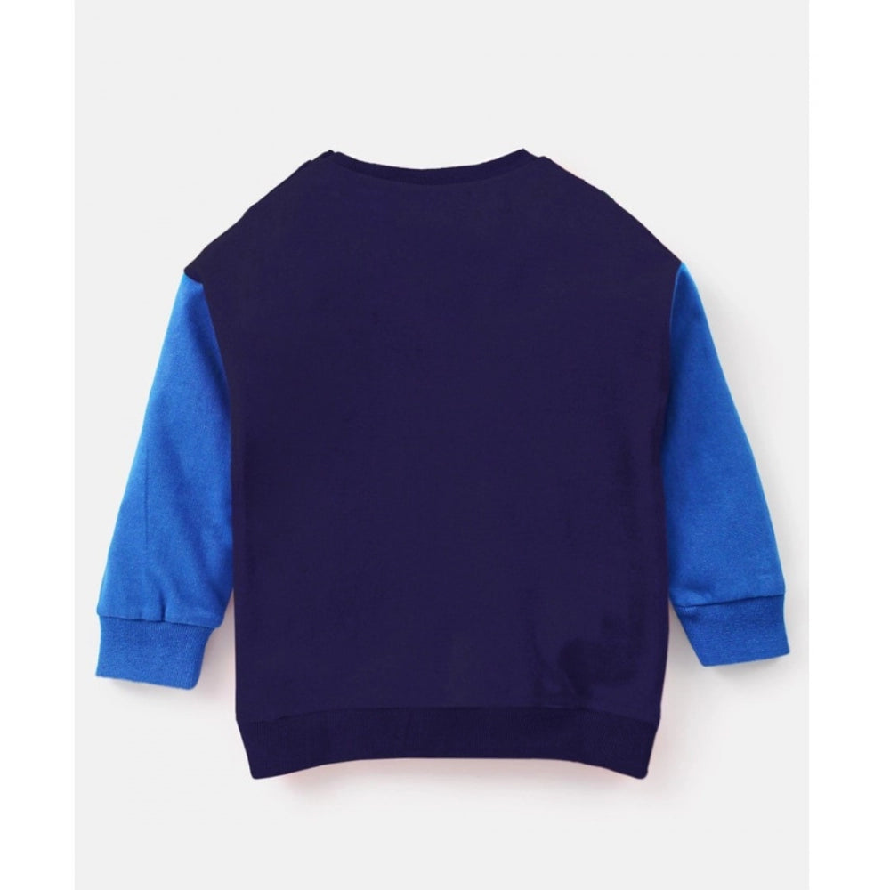 Boy's Casual Full Sleeve Printed Cotton T-Shirt — Blue