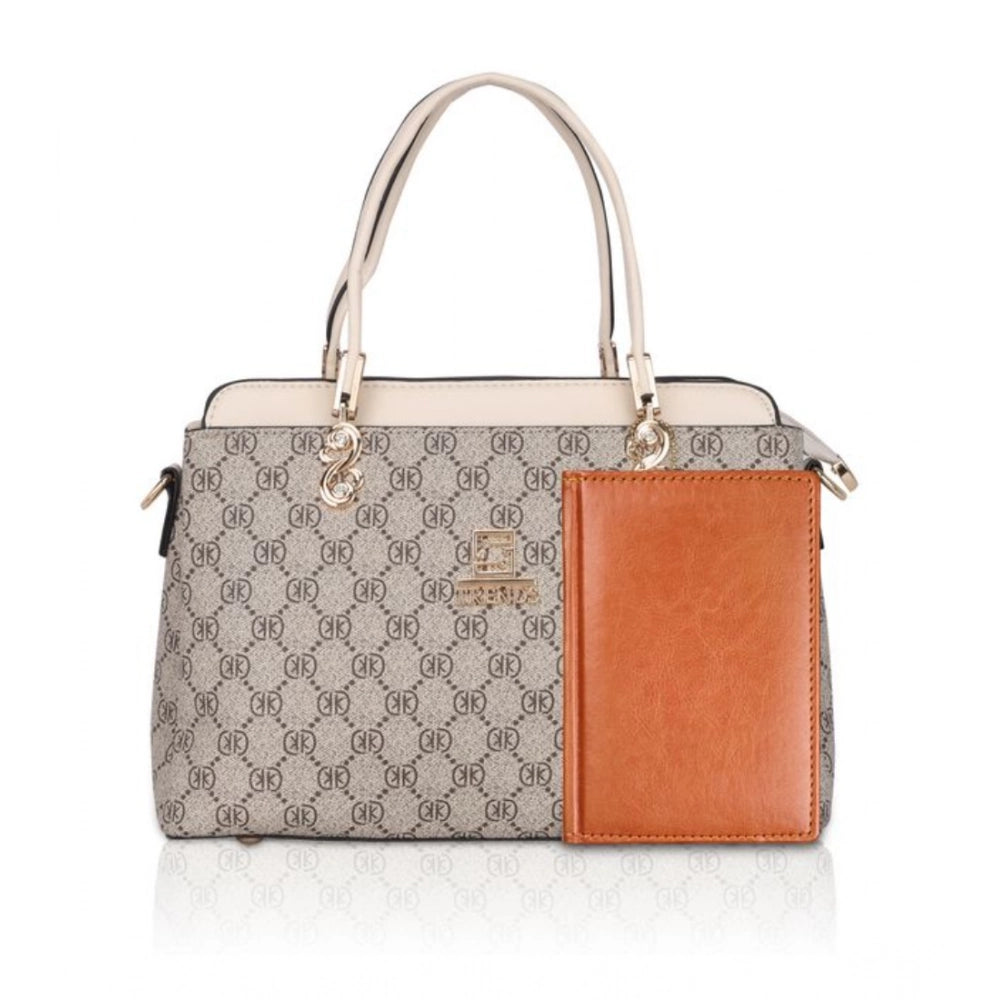 Women's Faux Leather Printed Handbag — B · eige