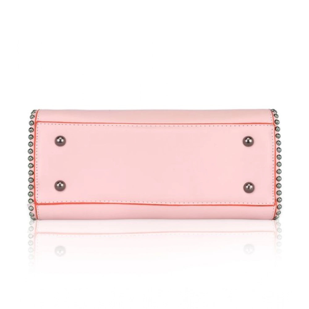 Women's Faux Leather Metal Beads Handbag · Pink