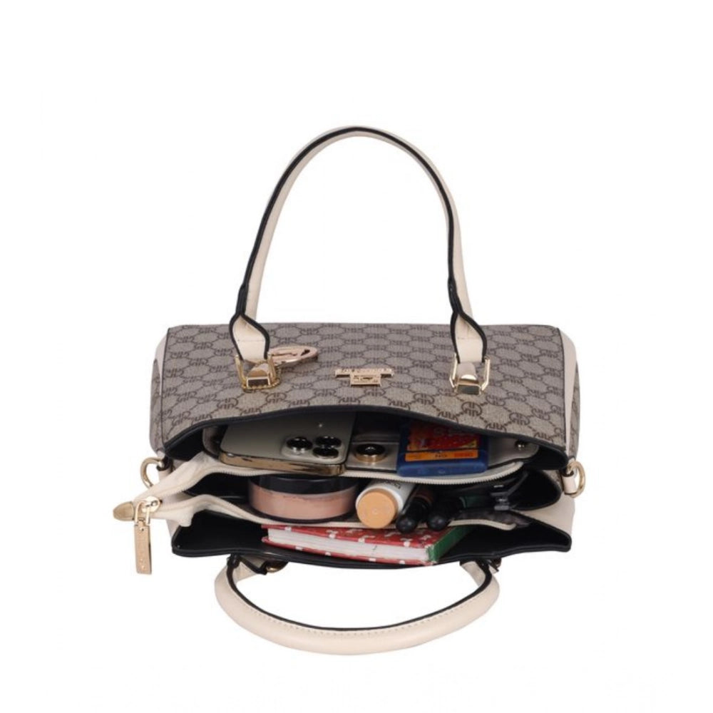 Women's Faux Leather Printed Handbag — B · eige