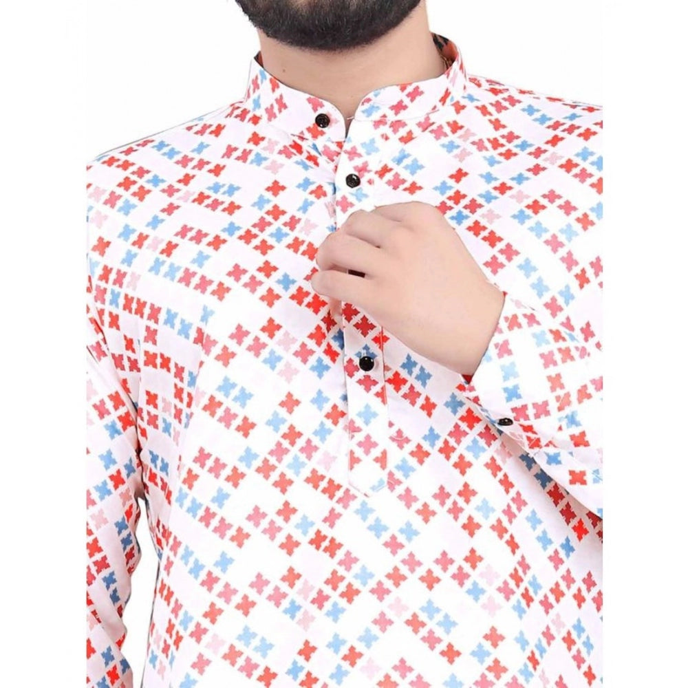 Men's Cotton Blended Printed Full Sleeve Shortkurta · _8_L