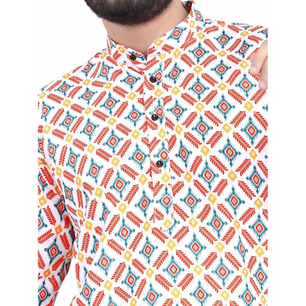 Men's Cotton Blended Printed Full Sleeve Shortkurta · 10_L