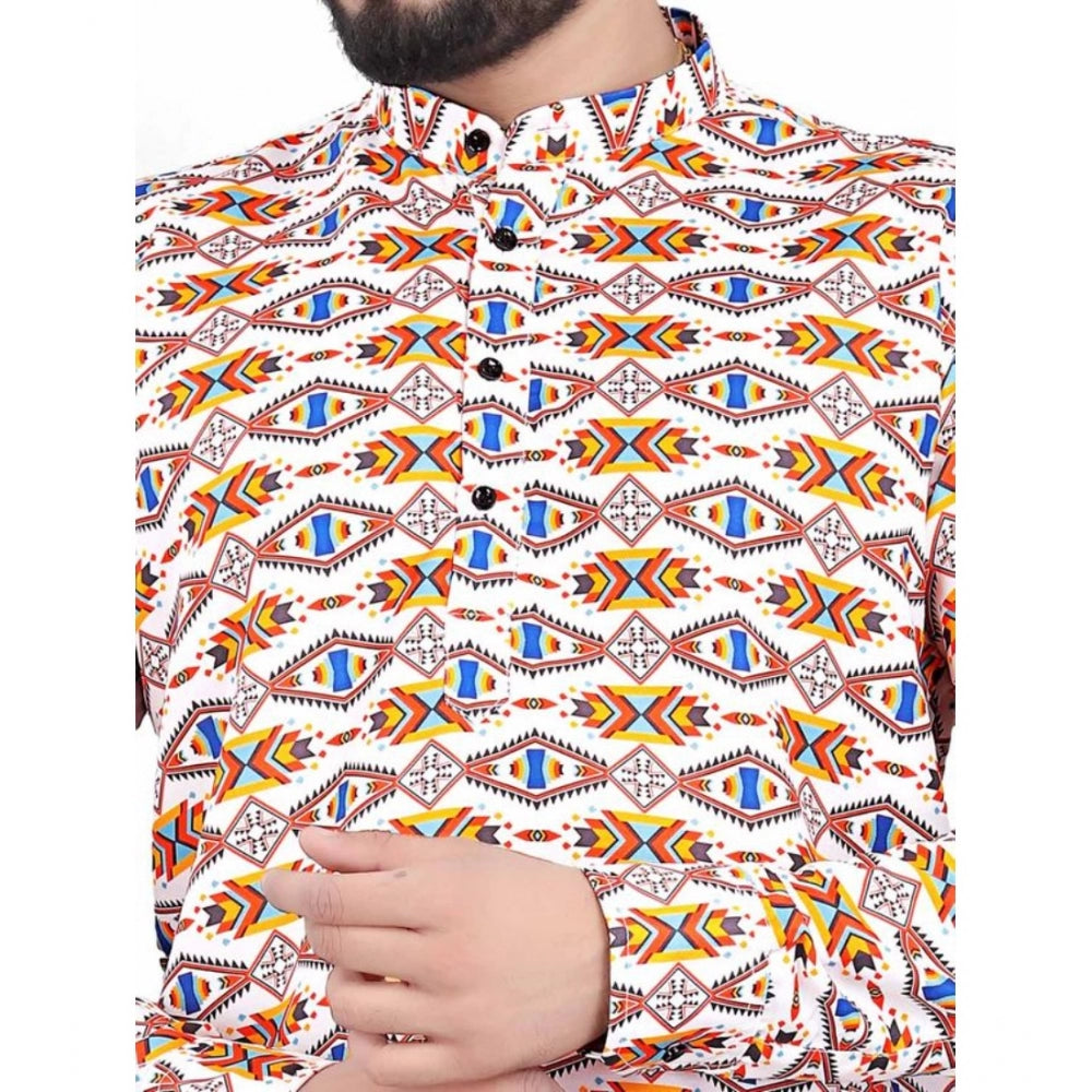 Men's Cotton Blended Printed Full Sleeve Shortkurta · 11_L