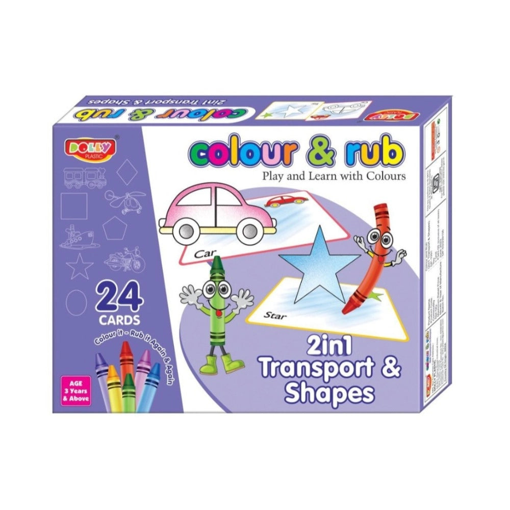 2 In 1 Transport - Shapes Colour And Rub
