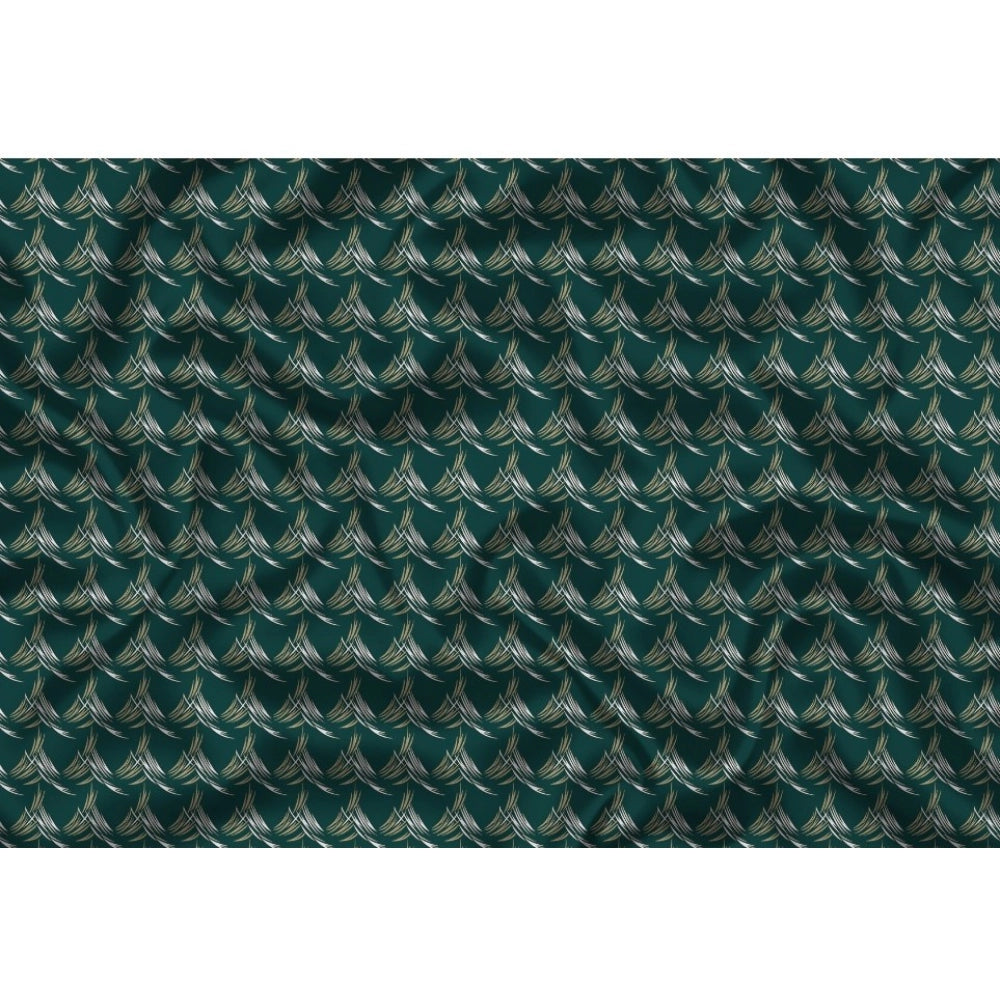 Men's Casual Floral Printed Cotton Blend Unstitched Shirt Fabric — Dark Green