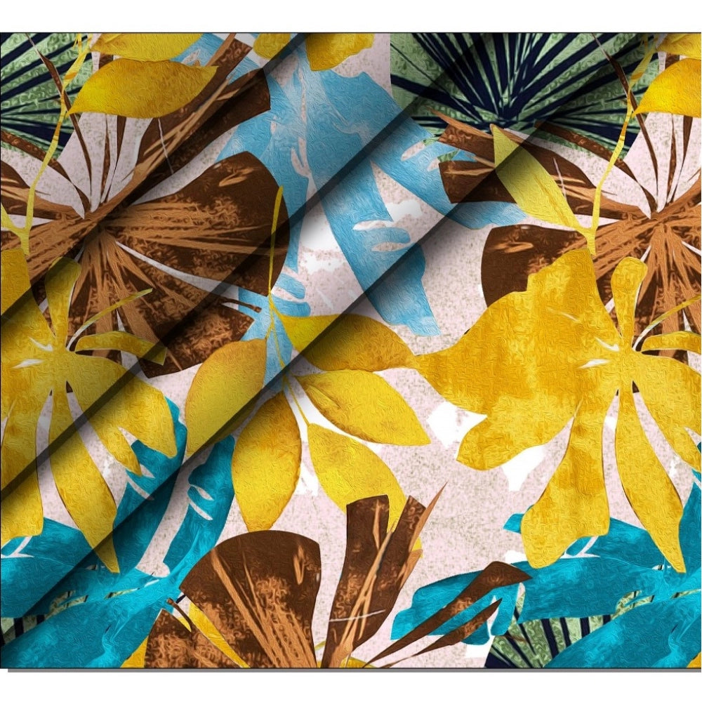 Men's Casual Floral Printed Cotton Blend Unstitched Shirt Fabric — Yellow