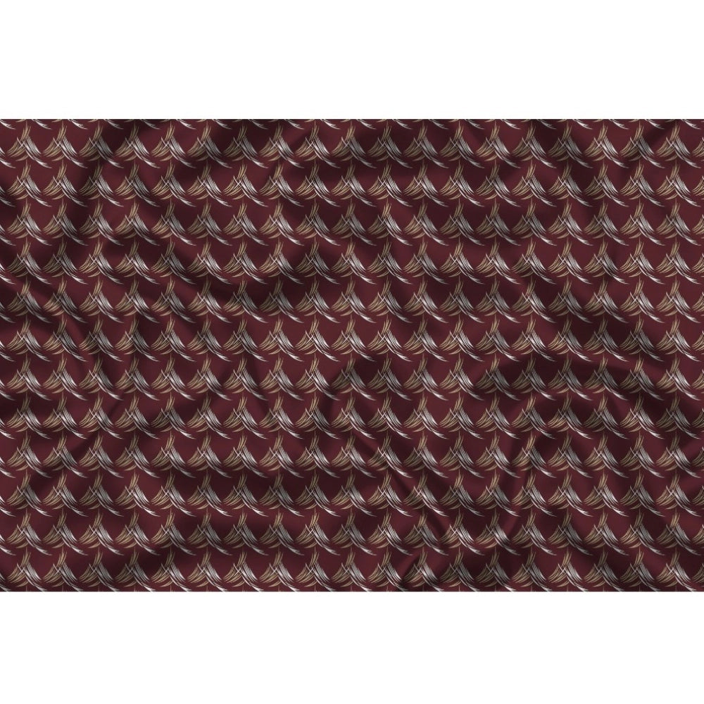 Men's Casual Floral Printed Cotton Blend Unstitched Shirt Fabric — Maroon
