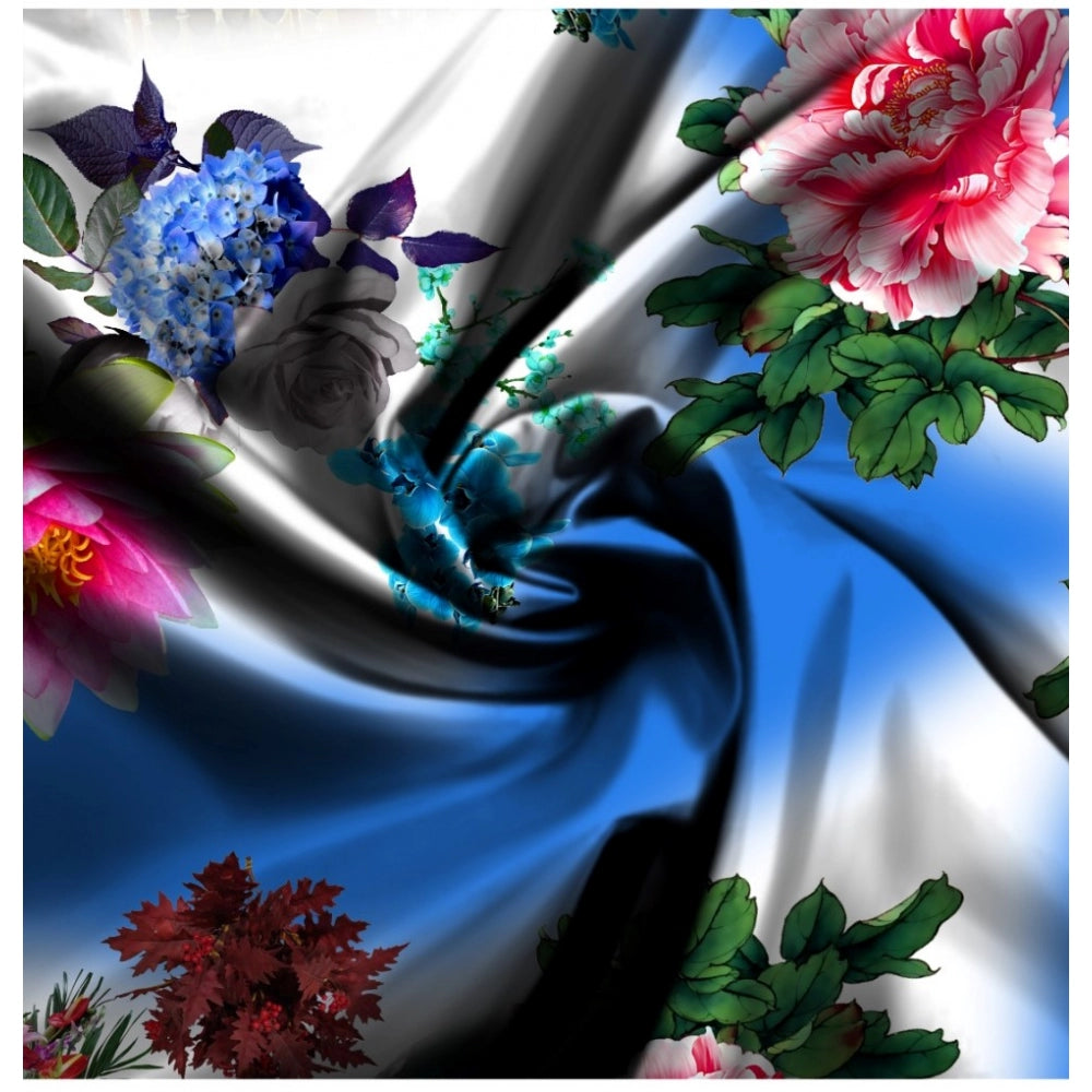 Men's Casual Floral Printed Cotton Blend Unstitched Shirt Fabric — Blue · 1028