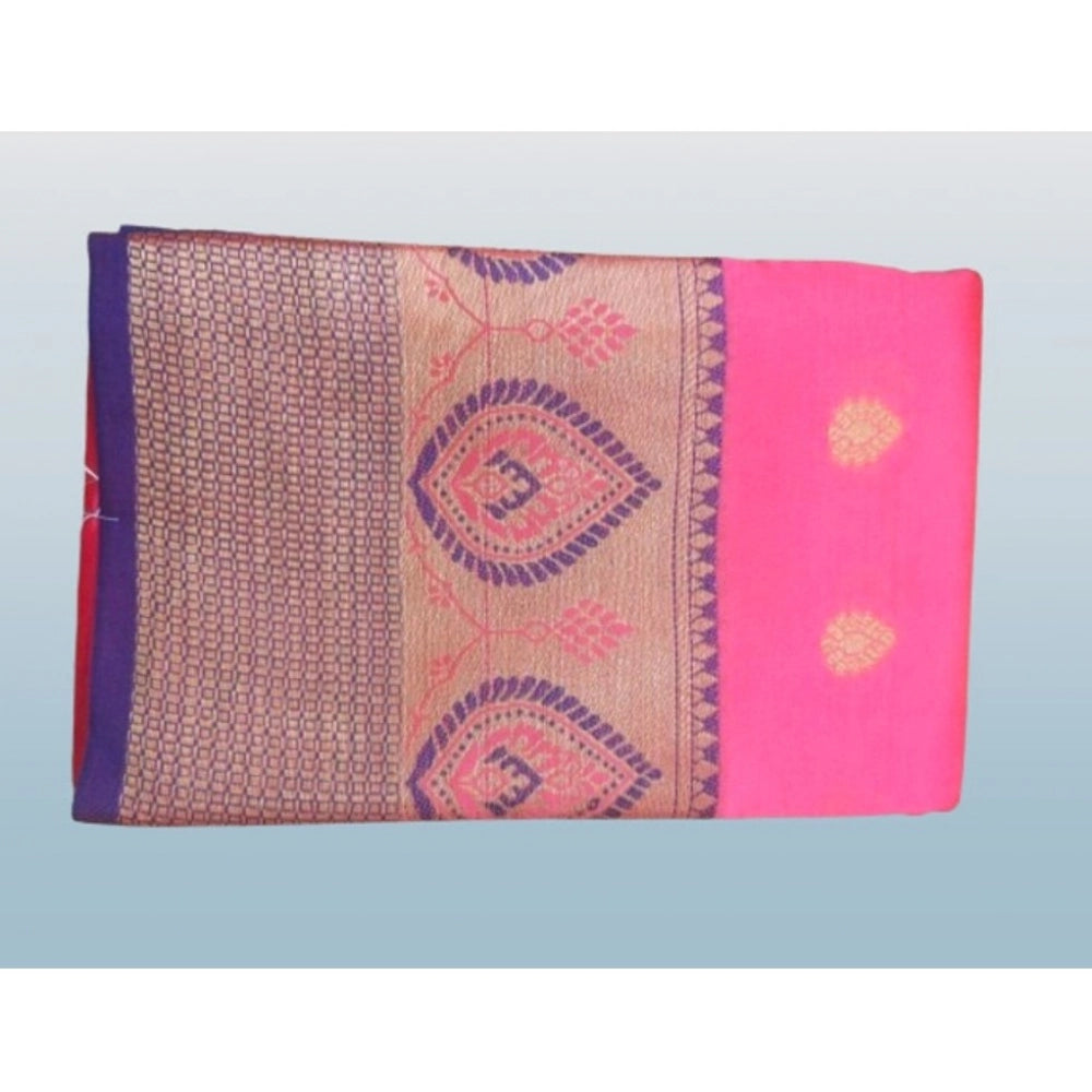 Women's Silk Blend Woven Saree — Pink · 1411