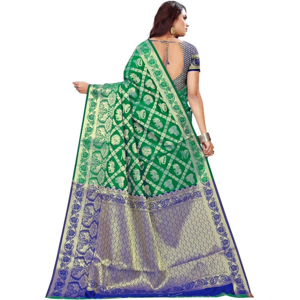 Women's Jacquard Woven Saree — Green · 1219