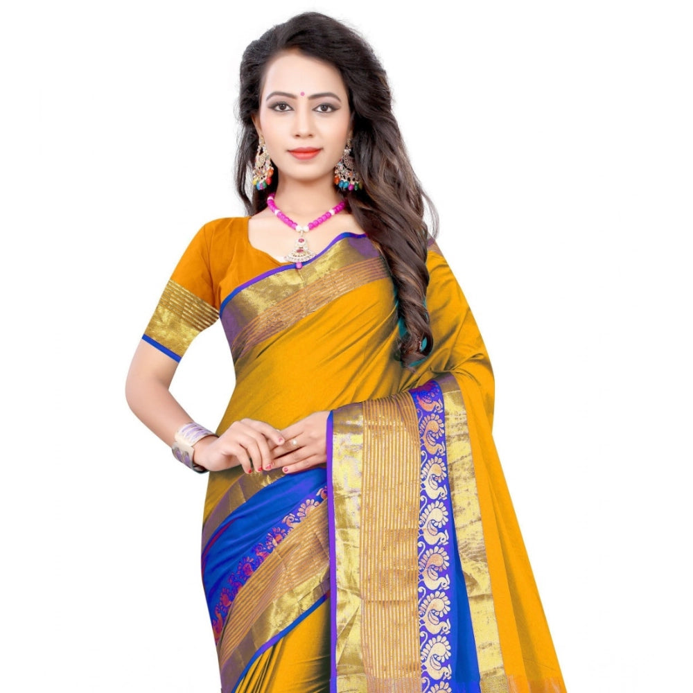 Women's Jacquard Woven Saree — Yellow