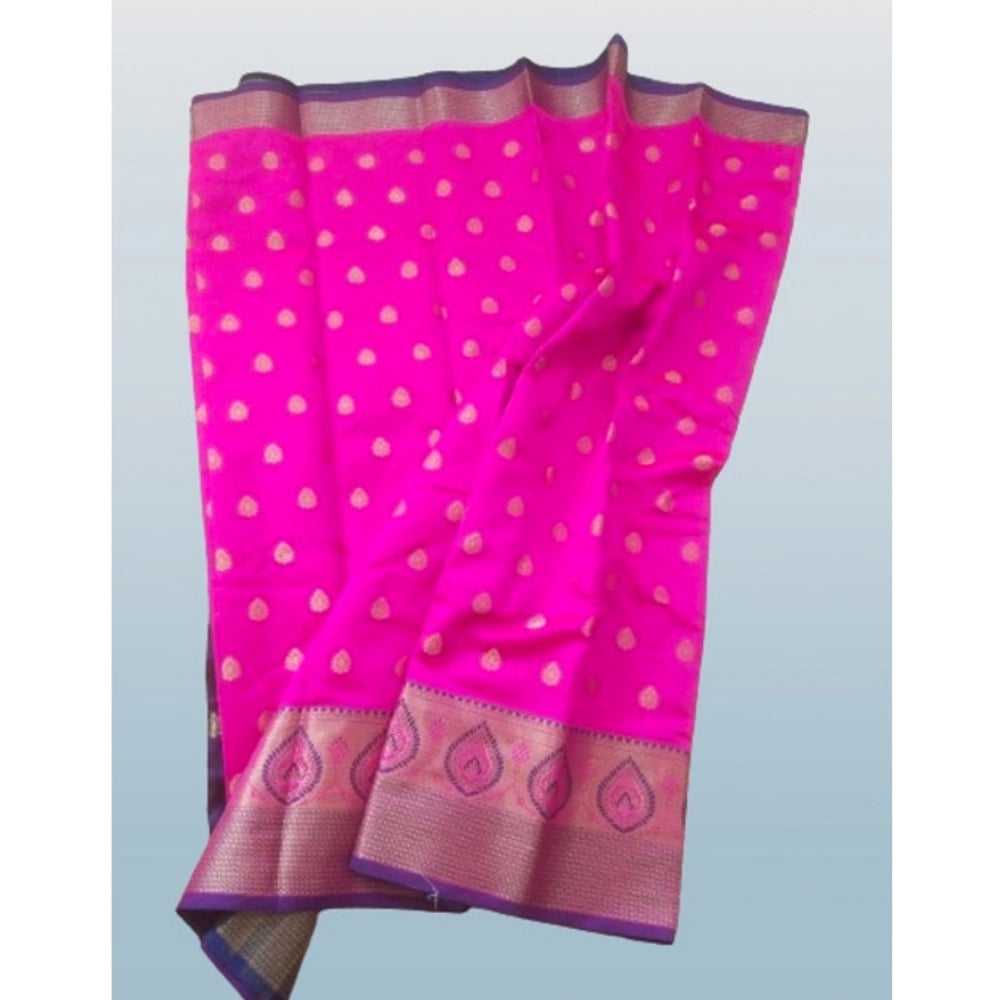 Women's Silk Blend Woven Saree — Pink · 1412