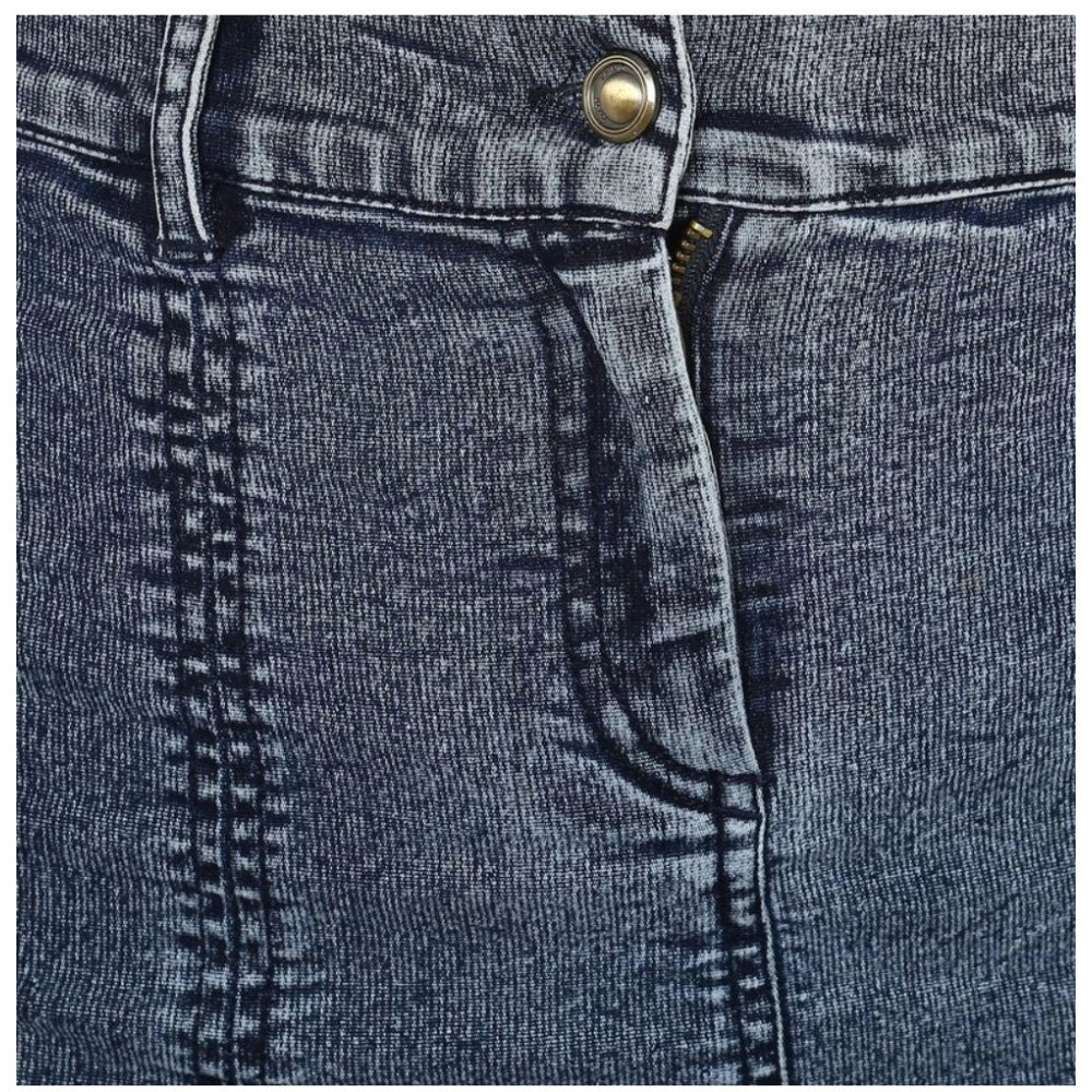Women's Denim Tie Up Buttoned Skirt — Blue