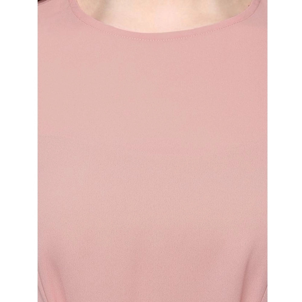 Women's Solid Long Sleeves Regular Top — Pink